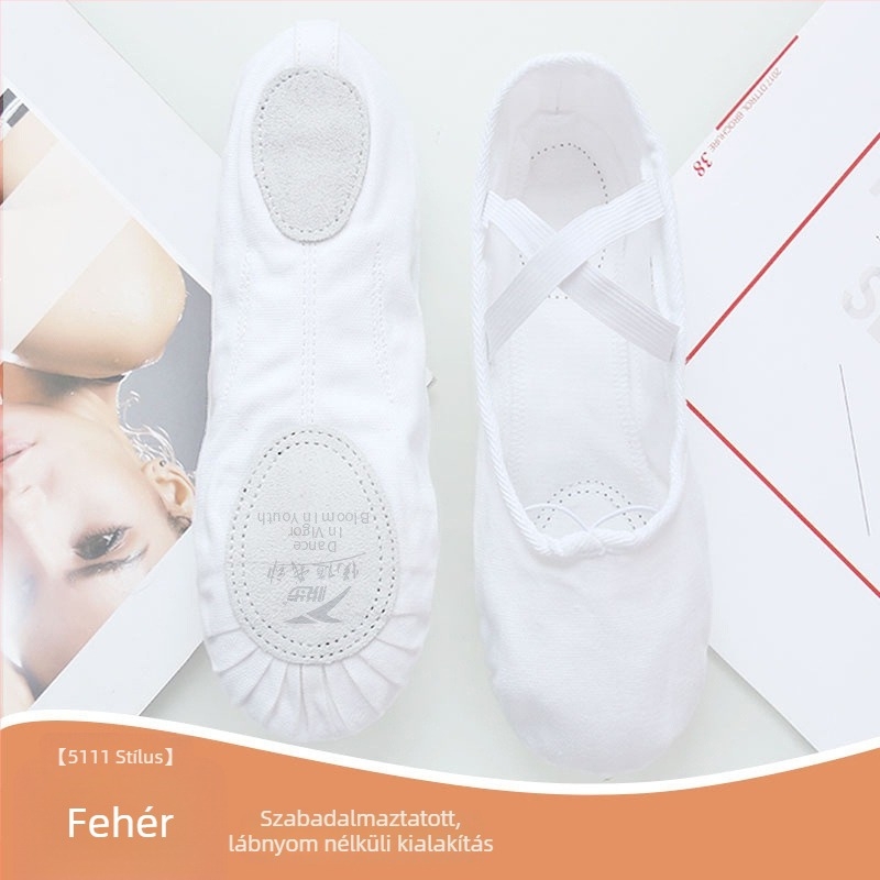 Tánc cipők nőknek és lányoknak, puha talppal, klasszikus baletthez, vászon felsőrész, valódi bőrből készült talp, fűző