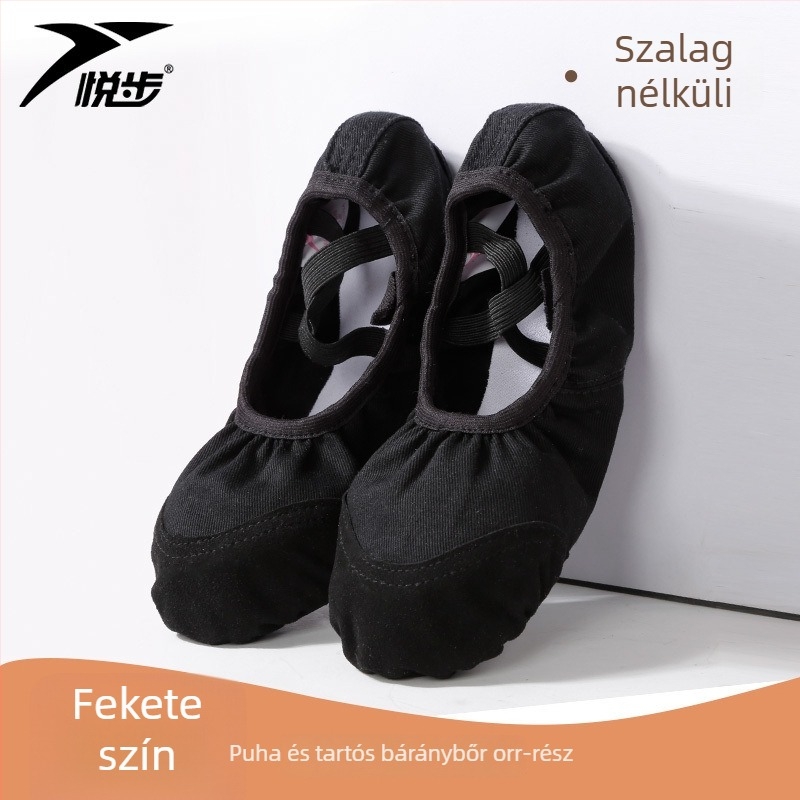 Tánc cipők nőknek és lányoknak, puha talppal, klasszikus baletthez, vászon felsőrész, valódi bőrből készült talp, fűző