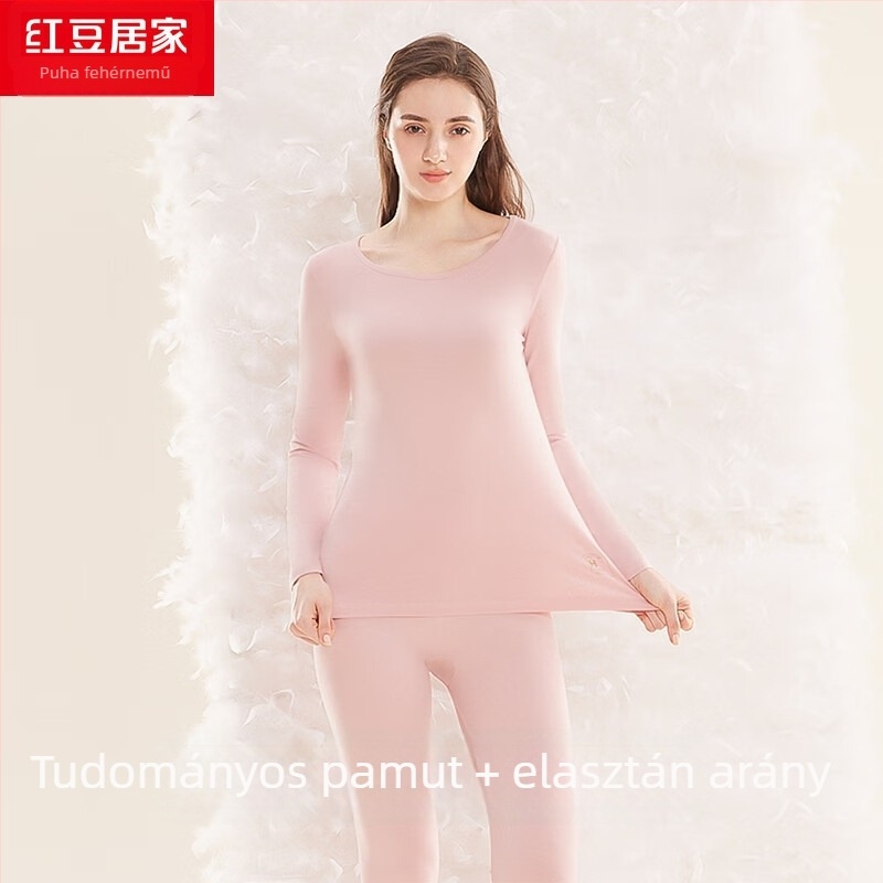 Unisex termikus pamut alsóruha készlet, antibakteriális és atkári ellen, alapréteget képező hosszú ujjú felső + nadrág, 181-200 g/m²