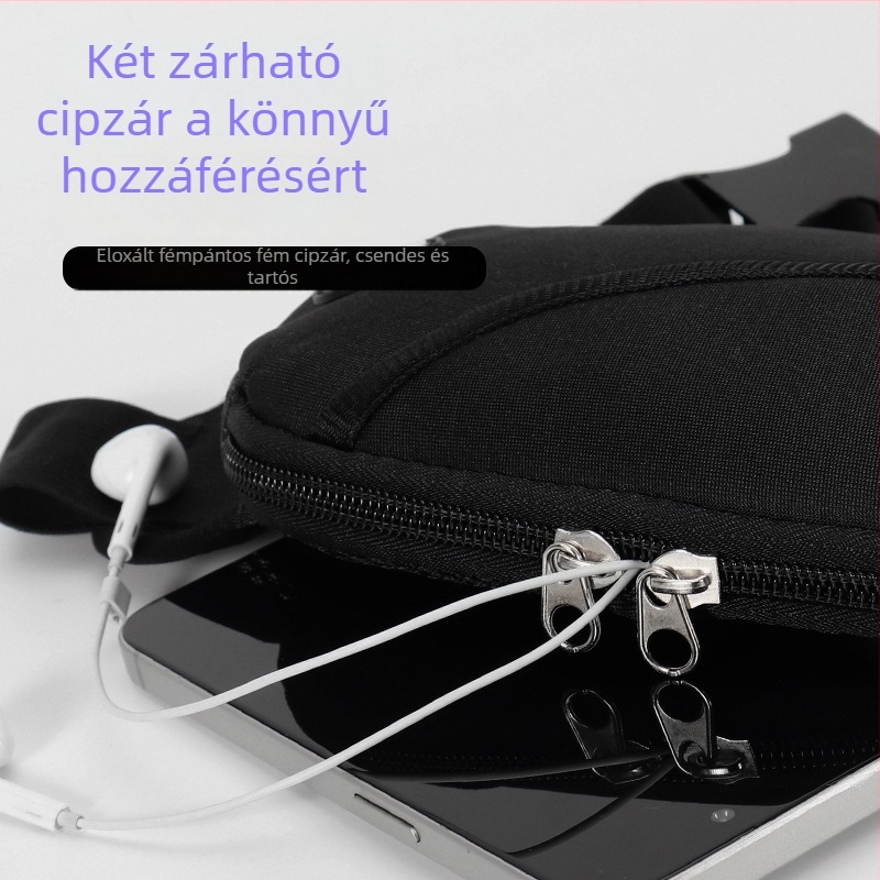 Férfi deréktáska telefonhoz sporthoz és utazáshoz | Diving cloth anyag; Poliészter bélés; Tárolási lehetőség; Szabadidős utazási stílus