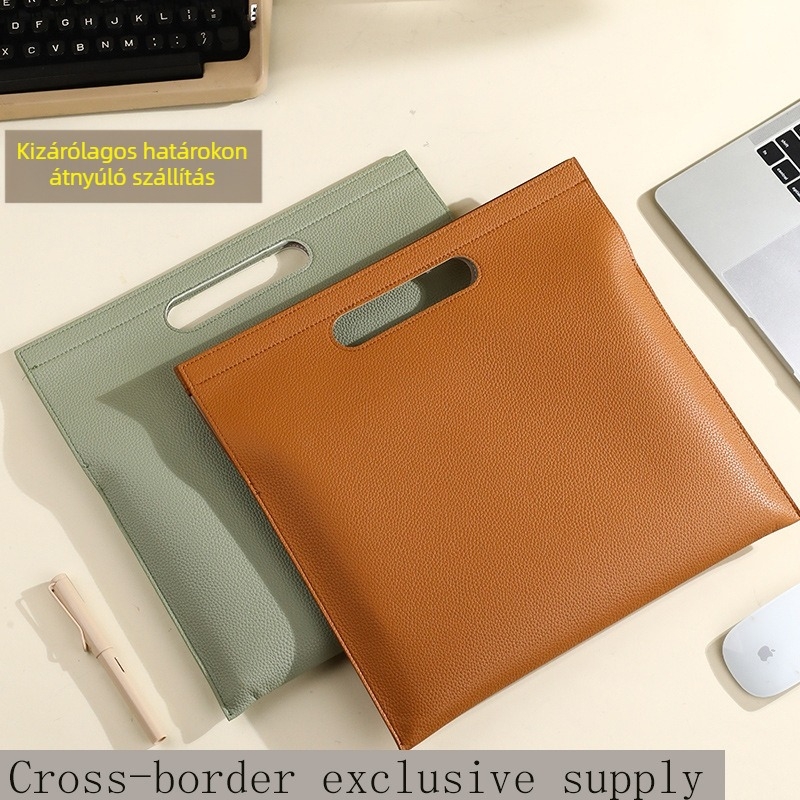 Dokumentumtáska, nagy kapacitású – PU anyag, hordozható üzleti mappa találkozókhoz