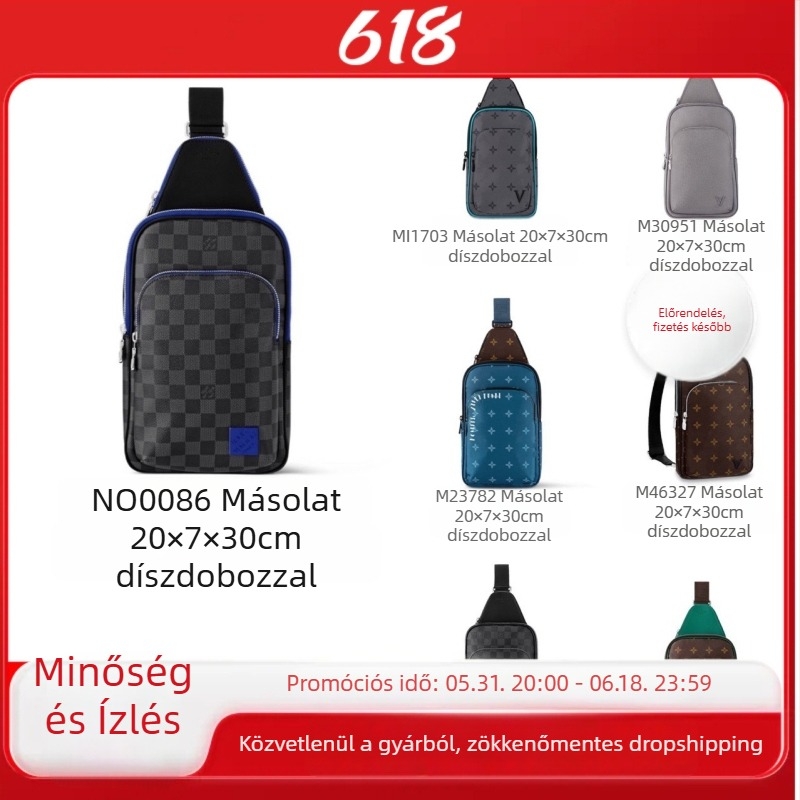 Férfi vászon crossbody táska, 10 hüvelykes, vízálló, utcai stílus, modell M46327