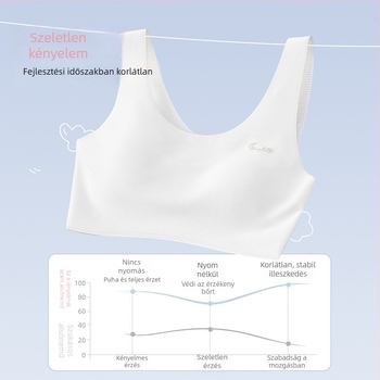 Sima felületű sportmelltartó tinédzserlányoknak, teljes kosár, lélegző, rögzített dupla pántok