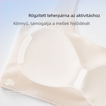 Sima felületű sportmelltartó tinédzserlányoknak, teljes kosár, lélegző, rögzített dupla pántok