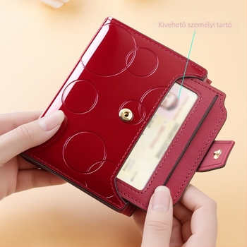 Flitteres női pénztárca, rövid fazon, valódi bőr, multifunkcionális, elegáns és nemes, érmetárca, összehajtható pénztárca, RFID védelem