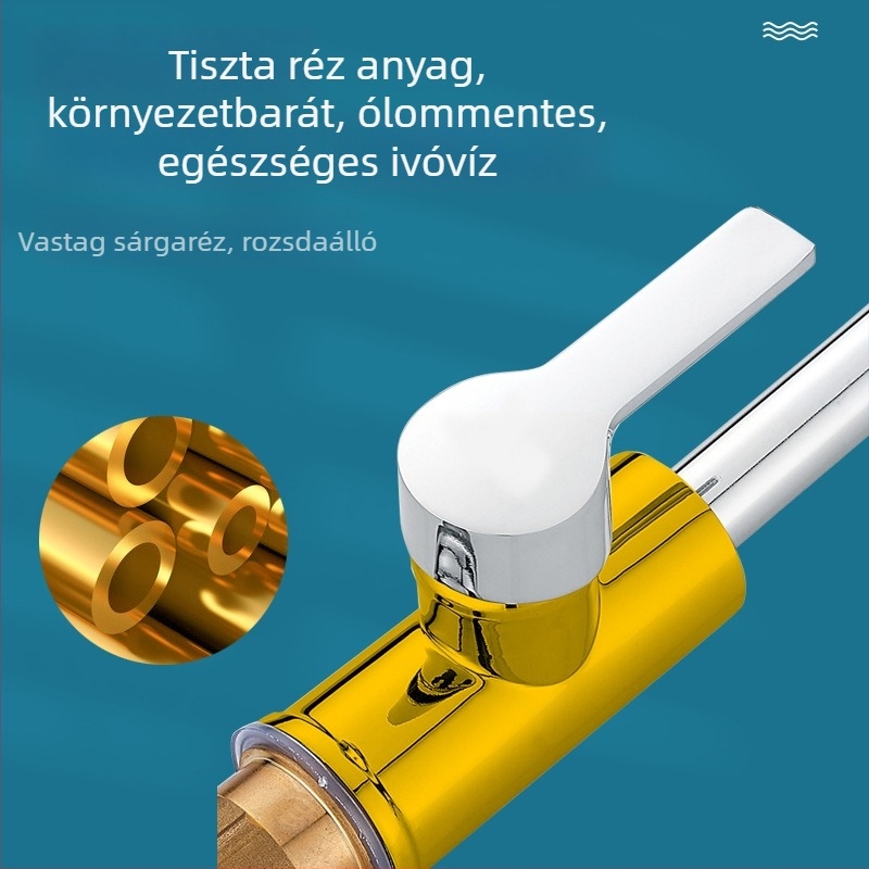 Konyhai keverőcsaptele, réz, kerámiás patron, függőleges felszerelés, 0–100 °C, 1,6 MPa