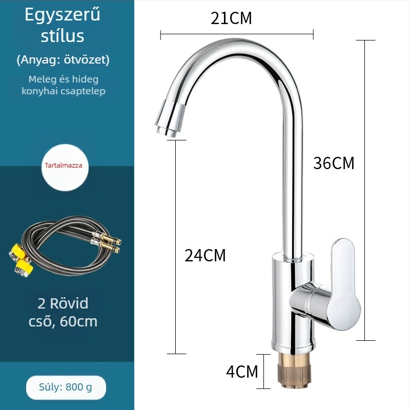 Konyhai keverőcsaptele, réz, kerámiás patron, függőleges felszerelés, 0–100 °C, 1,6 MPa