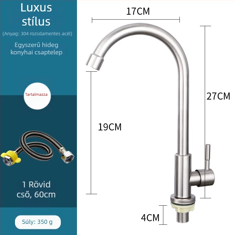 Konyhai keverőcsaptele, réz, kerámiás patron, függőleges felszerelés, 0–100 °C, 1,6 MPa