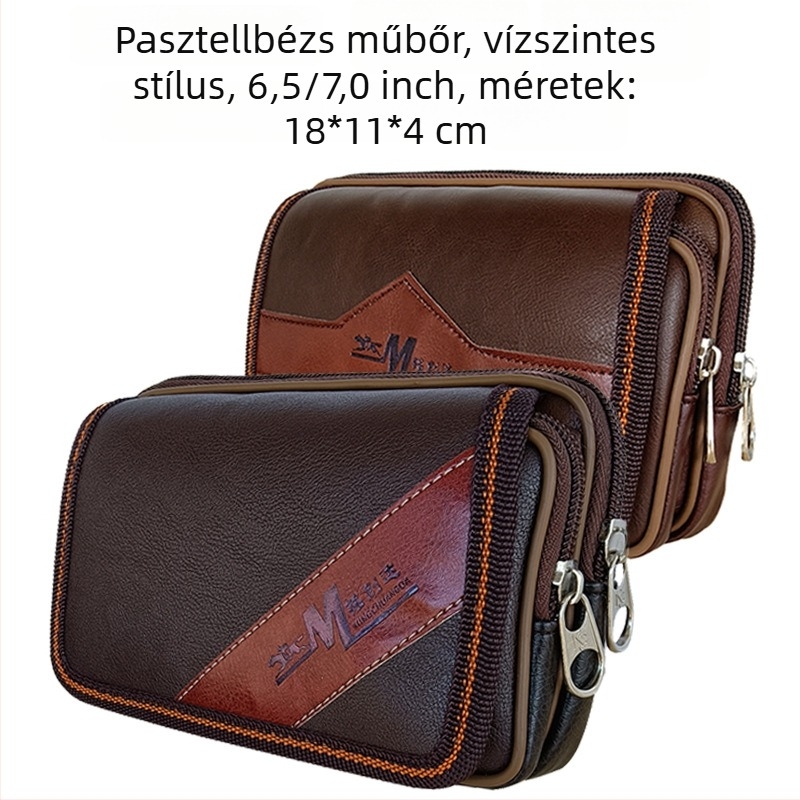 Férfi övtáska - utcai stílus, PU bőr, kopásálló, bélés poliészter-pamut, Mingchuangda márka