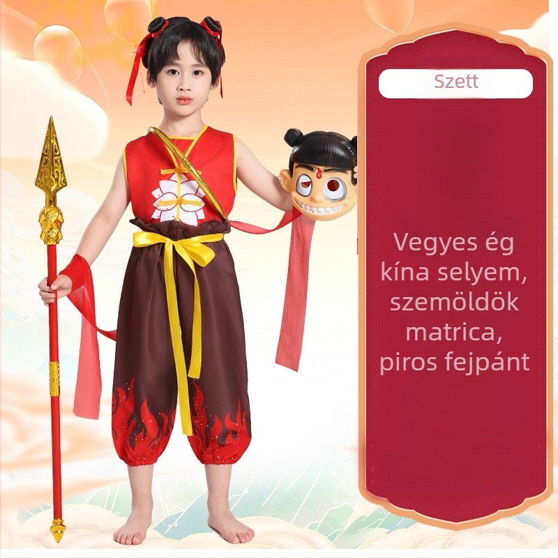 Nezha cosplay ruházat – uniszex, poliészter 95%+, játék- és anime szerepjátékhoz, 2025 tavasz