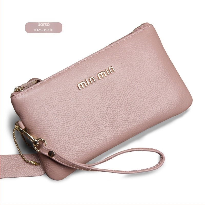 Női Clutch BJ-RR603 — Valódi bőr, Első réteg marhabőr, 1 hajtásos pénztárca, Egyszínű