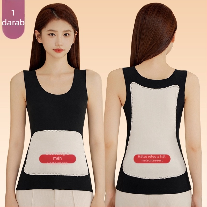 Női termos mellény patch-el elől és hátul, fűtő funkcióval, vastag poliészter anyag