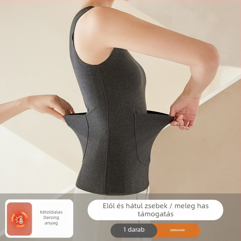 Női termos mellény patch-el elől és hátul, fűtő funkcióval, vastag poliészter anyag