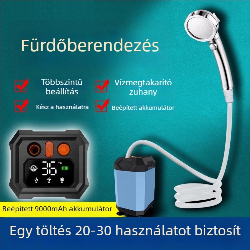 Rumo hordozható zuhany – ABS ház, vákuumos rögzítés, masszázs és eső sugár, működési hőmérséklet 4–70°C