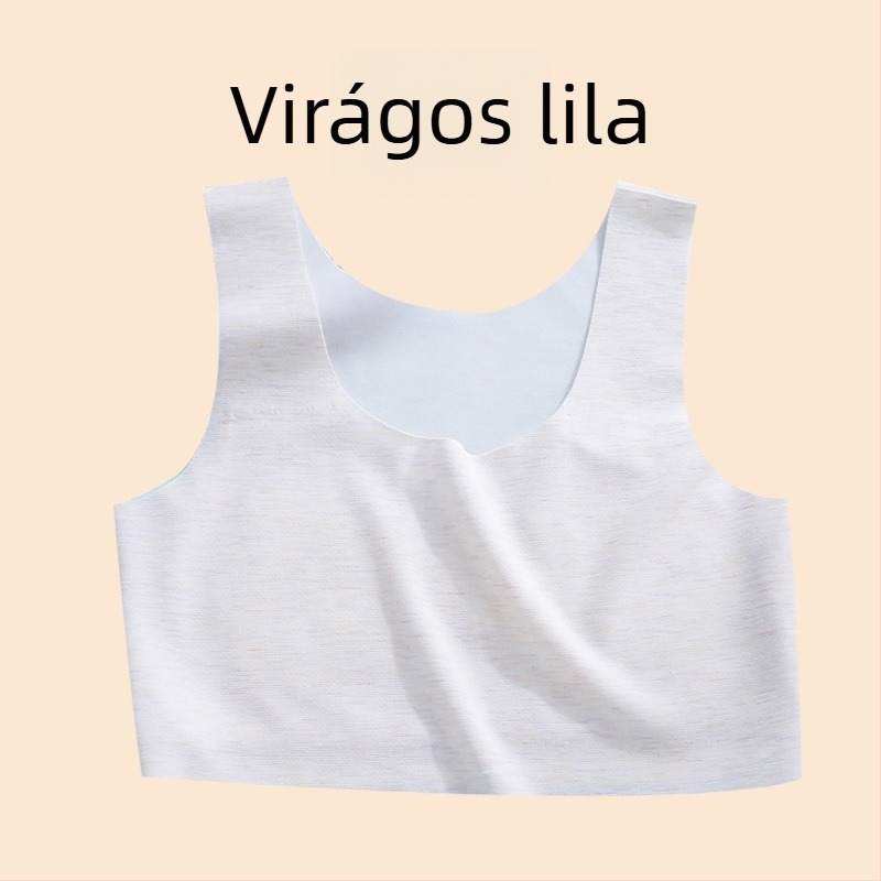 Lányoknak szóló mellény – nejlon anyag, 1/2 kosár, vékony formázott kosár szivaccal, rögzített dupla vállpántok, viszkóz bélés 90–95%