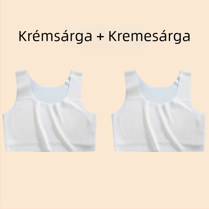 Lányoknak szóló mellény – nejlon anyag, 1/2 kosár, vékony formázott kosár szivaccal, rögzített dupla vállpántok, viszkóz bélés 90–95%