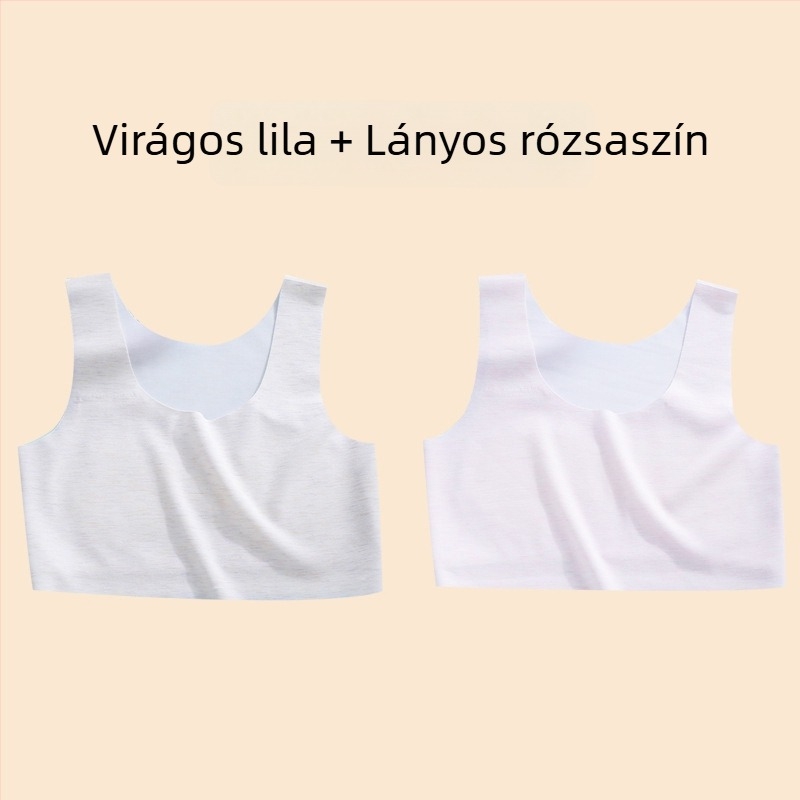 Lányoknak szóló mellény – nejlon anyag, 1/2 kosár, vékony formázott kosár szivaccal, rögzített dupla vállpántok, viszkóz bélés 90–95%