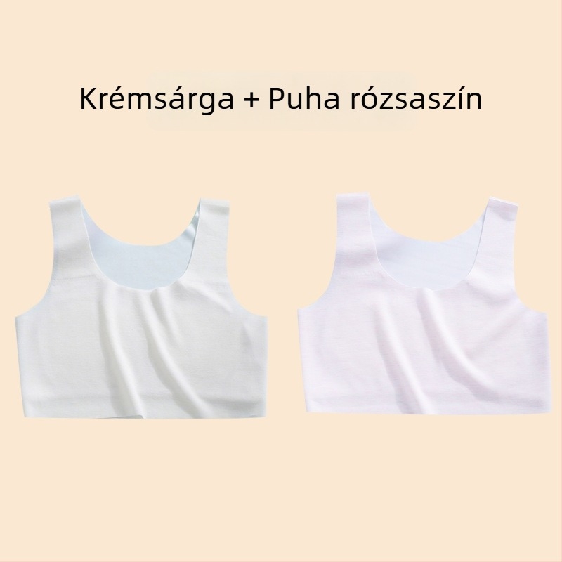 Lányoknak szóló mellény – nejlon anyag, 1/2 kosár, vékony formázott kosár szivaccal, rögzített dupla vállpántok, viszkóz bélés 90–95%