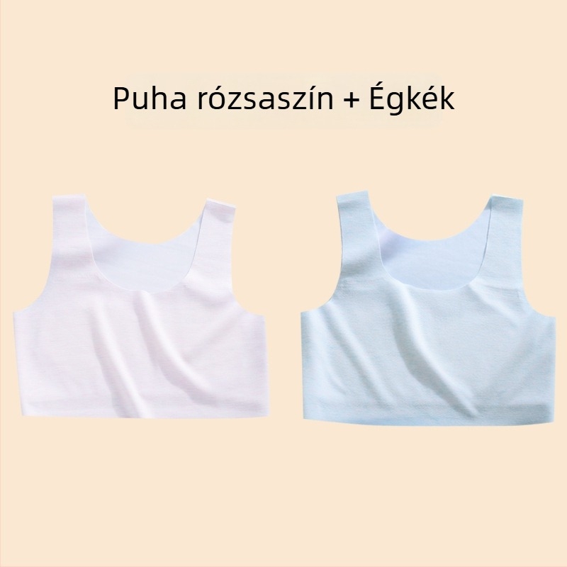 Lányoknak szóló mellény – nejlon anyag, 1/2 kosár, vékony formázott kosár szivaccal, rögzített dupla vállpántok, viszkóz bélés 90–95%