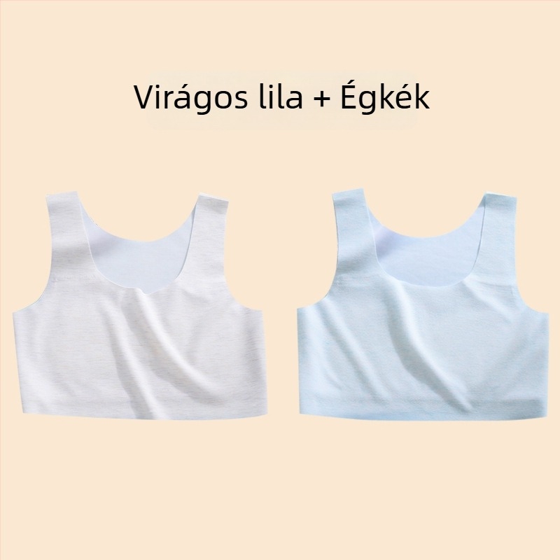 Lányoknak szóló mellény – nejlon anyag, 1/2 kosár, vékony formázott kosár szivaccal, rögzített dupla vállpántok, viszkóz bélés 90–95%