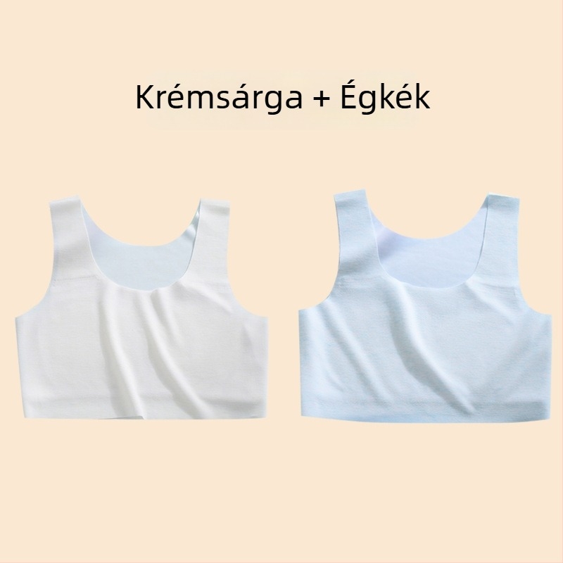 Lányoknak szóló mellény – nejlon anyag, 1/2 kosár, vékony formázott kosár szivaccal, rögzített dupla vállpántok, viszkóz bélés 90–95%