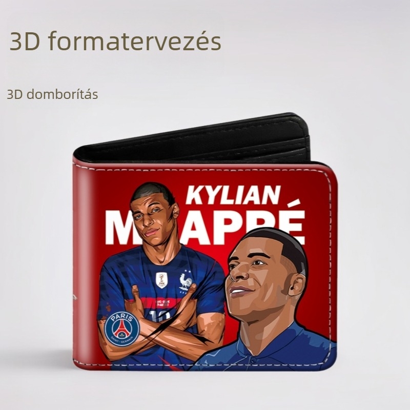 Aprópénztárca 3D-reliefes dizájnnal, futball témájú, PU anyag, uniszex, Oxford bélés, anime & cartoons minta (Tavasz 2025)