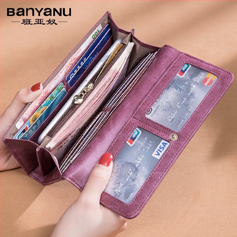 Hosszú marhabőrből készült clutch pénztárca geometriai mintával, városi minimalist stílus, belső szuper rostos bélés, csalás elleni védelem