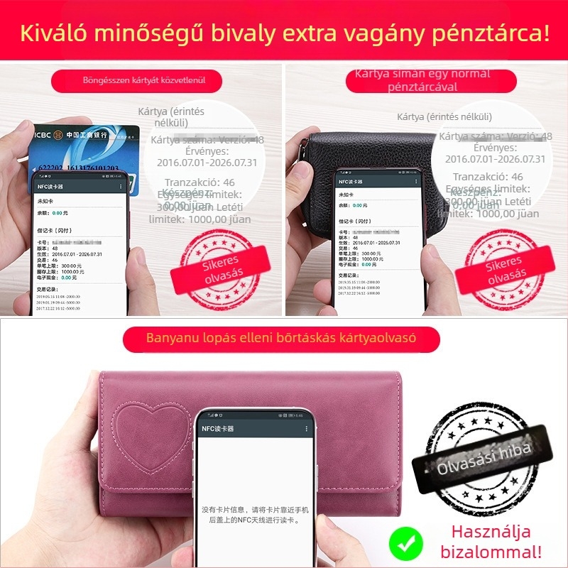 Hosszú marhabőrből készült clutch pénztárca geometriai mintával, városi minimalist stílus, belső szuper rostos bélés, csalás elleni védelem
