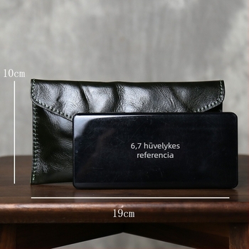 Vintage valódi bőr hosszú pénztárca, felsőrétegű bőr kézzel granulált textúrával, mindennapi csatos clutch férfiaknak és nőknek