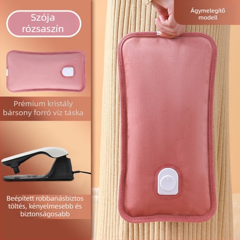 Újratölthető robbanásbiztos melegvíz-palack kézmelegítővel – elektromos fűtés, 220V, 350W, flanel anyag, automatikus kikapcsolás, vállra, nyakra, derékre, hasra, lábakra és kezekre