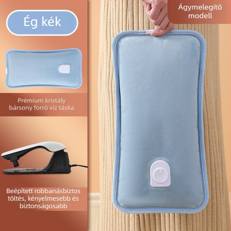 Újratölthető robbanásbiztos melegvíz-palack kézmelegítővel – elektromos fűtés, 220V, 350W, flanel anyag, automatikus kikapcsolás, vállra, nyakra, derékre, hasra, lábakra és kezekre