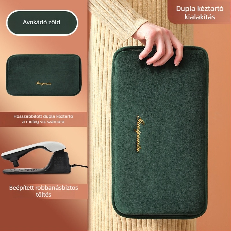 Újratölthető robbanásbiztos melegvíz-palack kézmelegítővel – elektromos fűtés, 220V, 350W, flanel anyag, automatikus kikapcsolás, vállra, nyakra, derékre, hasra, lábakra és kezekre