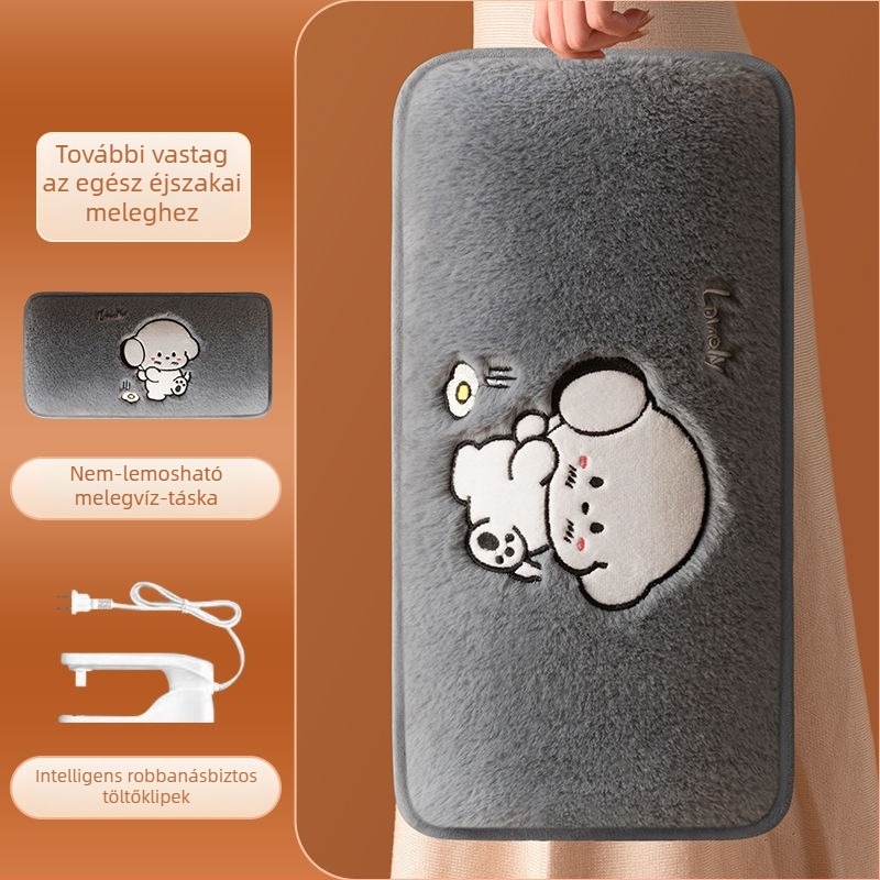 Újratölthető robbanásbiztos melegvíz-palack kézmelegítővel – elektromos fűtés, 220V, 350W, flanel anyag, automatikus kikapcsolás, vállra, nyakra, derékre, hasra, lábakra és kezekre