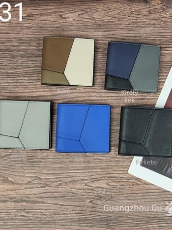 Férfi pénztárca természetes bőrből, kétoldalas marhabőr, geometriai minta, utcai stílus, lopás elleni védelem