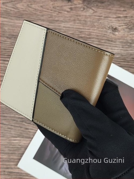 Férfi pénztárca természetes bőrből, kétoldalas marhabőr, geometriai minta, utcai stílus, lopás elleni védelem