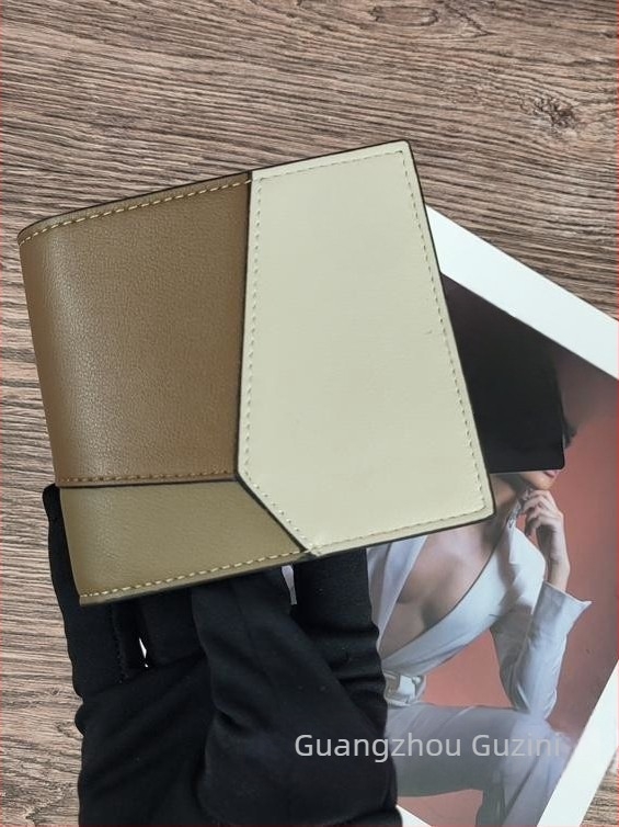 Férfi pénztárca természetes bőrből, kétoldalas marhabőr, geometriai minta, utcai stílus, lopás elleni védelem