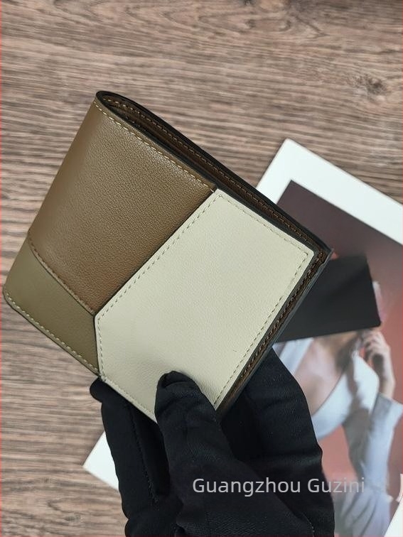 Férfi pénztárca természetes bőrből, kétoldalas marhabőr, geometriai minta, utcai stílus, lopás elleni védelem