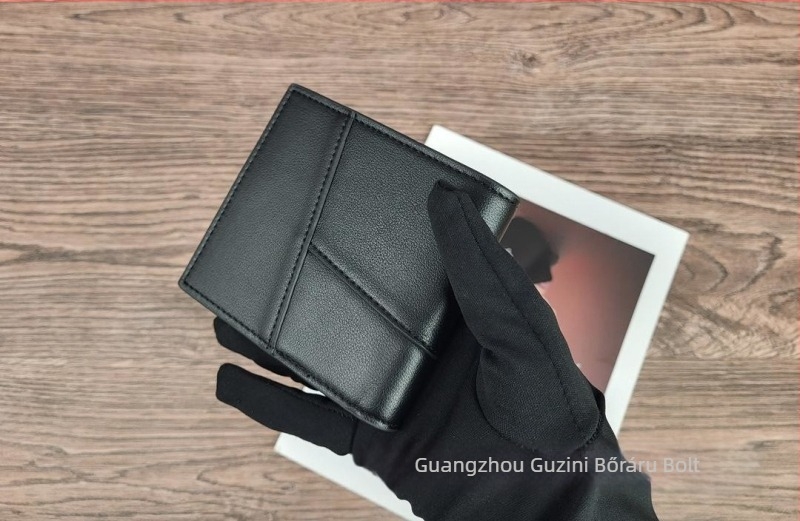 Férfi pénztárca természetes bőrből, kétoldalas marhabőr, geometriai minta, utcai stílus, lopás elleni védelem