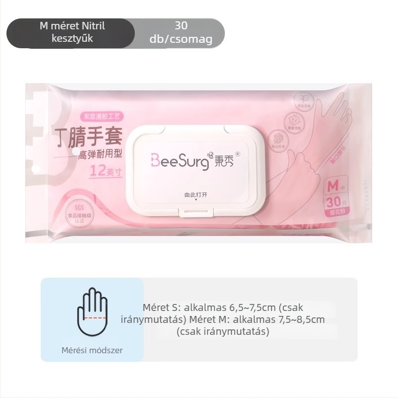 Konyhai nitril kesztyűk, élelmiszerbiztonsági, vastagított, vízálló, mosogatáshoz