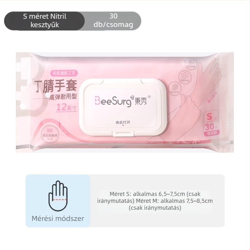 Konyhai nitril kesztyűk, élelmiszerbiztonsági, vastagított, vízálló, mosogatáshoz