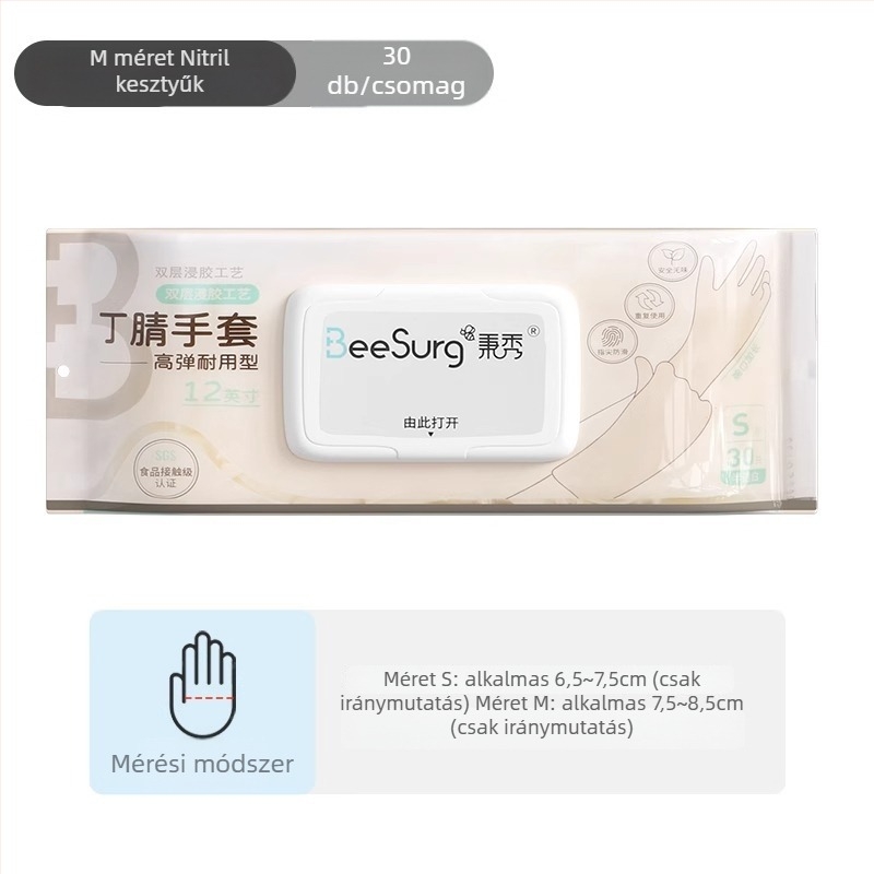 Konyhai nitril kesztyűk, élelmiszerbiztonsági, vastagított, vízálló, mosogatáshoz