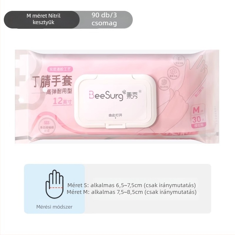 Konyhai nitril kesztyűk, élelmiszerbiztonsági, vastagított, vízálló, mosogatáshoz