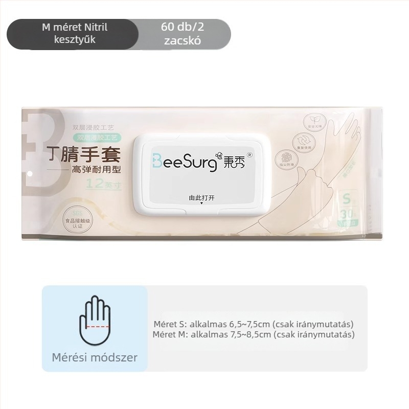 Konyhai nitril kesztyűk, élelmiszerbiztonsági, vastagított, vízálló, mosogatáshoz