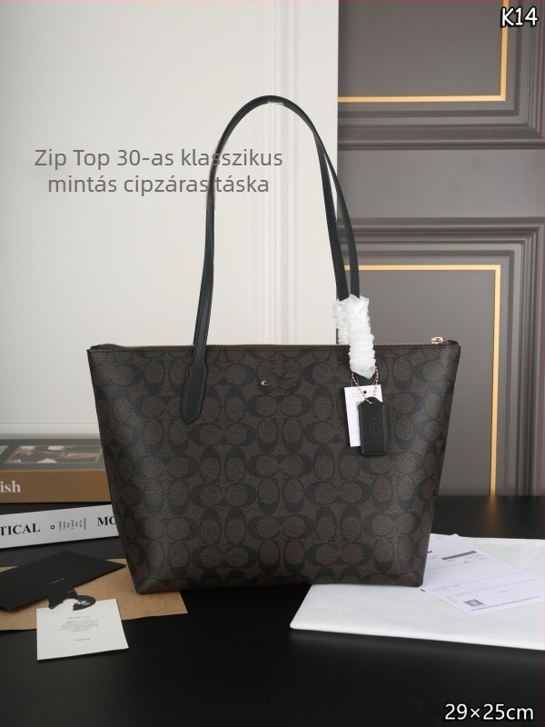 Koujia Zip 30 váll-tote táska klasszikus virágmintával, nagy kapacitású bevásárlótáska zipzárral, anyukáknak