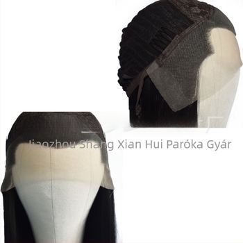 COS paróka férfiaknak, ősi kosztümhöz, hosszú egyenes haj, elülső csipke, elöl kézzel kötött kivitel