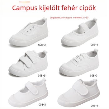 Gyermekeknek készült vászon tornacipő Velcro-záródással, alacsony felső rész, vászon felső, textil talpbetét
