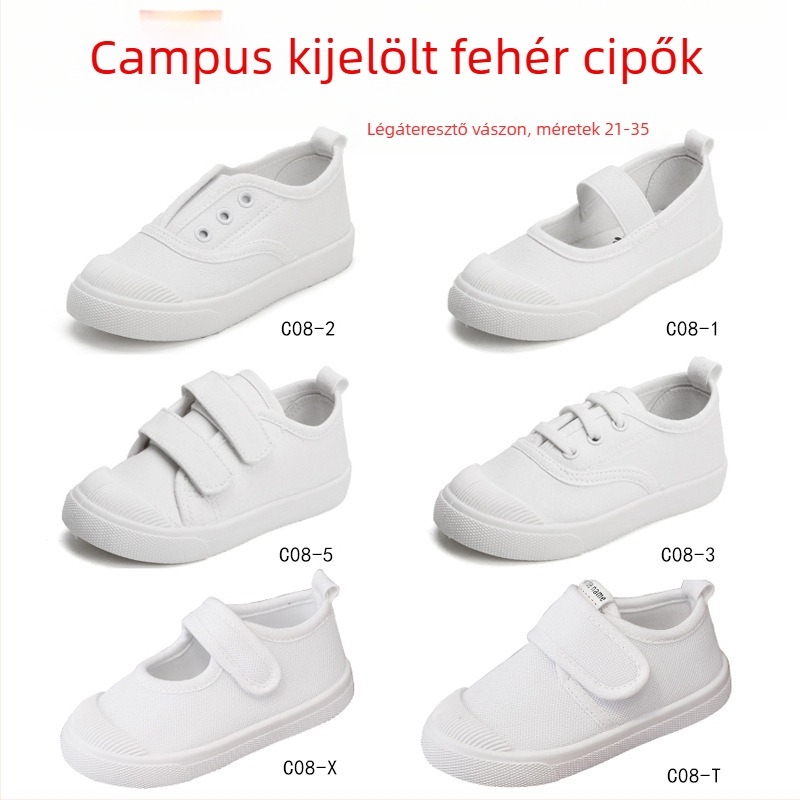 Gyermekeknek készült vászon tornacipő Velcro-záródással, alacsony felső rész, vászon felső, textil talpbetét