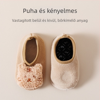 Mini gyerekcipő és zokni - rajzfilm minta, csúszásgátló, puha pamut, melegen tart (ősz/tél), 12–36 hónap