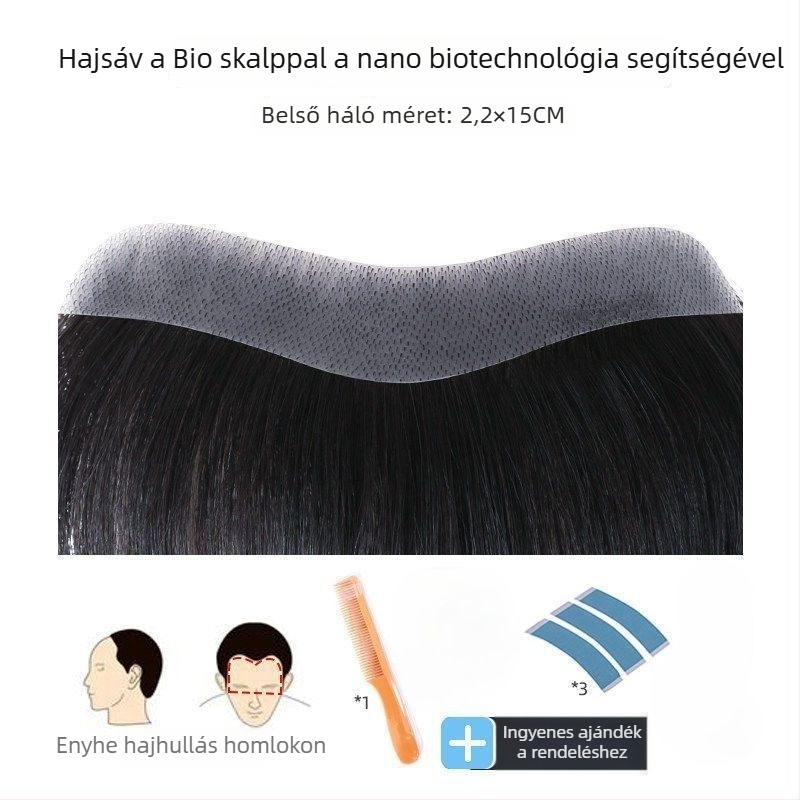 P2 Valódi hajból készült hajdarab, kézzel szőtt, egyenes, férfiaknak, festés és dauer nélkül
