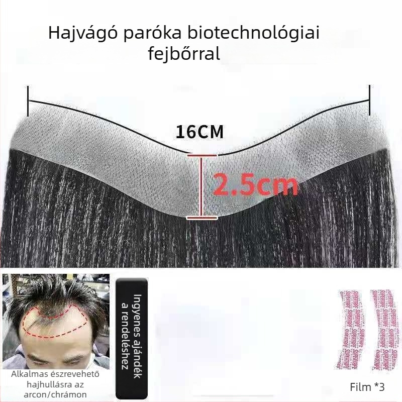 P2 Valódi hajból készült hajdarab, kézzel szőtt, egyenes, férfiaknak, festés és dauer nélkül